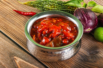 Asian cuisine - prawn in hot garlic sauce