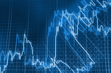 Background of gold and blue digital chart to represent stock market trend Financial stock market graph on technology abstract background Study the stock market data on the screen