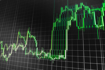 Financial background stock market graph Company data chart business Candle stick graph chart of st Trading, finance and investment business concept Office monitor background Blue color