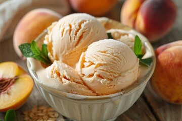 Peach ice cream food photo