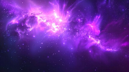 Fototapeta premium Stunning Purple Nebula in Outer Space. This AI-generated image features a cosmic display of swirling purple clouds and stars.. AI