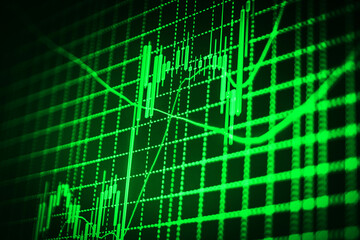 Price chart bars Blue background with stock chart Stock graph chart at exchange market screen Stock market data information Stock diagram on the monitor Stock exchange background