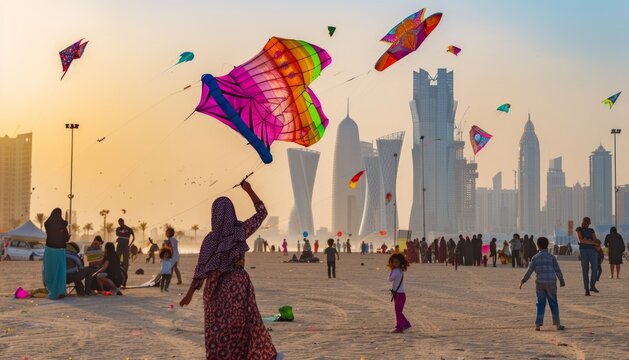 Colorful Kites Soar High at Mina District: Qatar's Kite Festival 2024 Delights Spectators of All Age