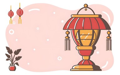 Illustration of an oriental lamp. Colorful. With empty space for text or greeting card design.