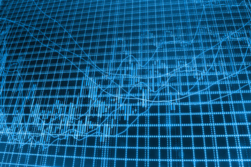 Fundamental and technical analysis concept Stock chart on the screen Financial data graph at stock exchange Data on live computer screen Stock market graph and bar chart price display