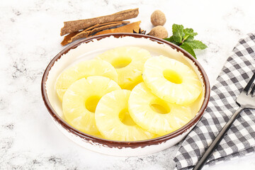 Sweet Canned pineapple in the bowl