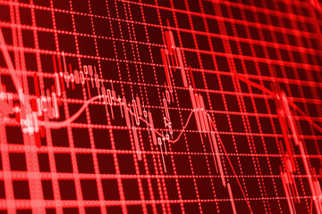 Crash recession Live on monitor desktop screen monitor Stock diagram on the screen Growing business graph with rising up trend Financial data on a monitor Finance business background