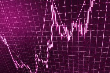 Binary options chart with assets values moving up and down, trading statistics Finance business background, stock exchange chart graph Digital stock market chart on a tablet screen