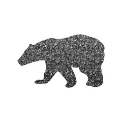 Sophisticated Bear Silhouette with Elegant Anthracite Hexagon Glitter Texture, Clear Background