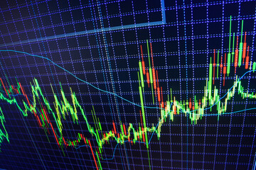 Stock diagram on the screen Business analysis diagram Stock trading in online trading program as concept Abstract financial background trade colorful Business background Finance concept