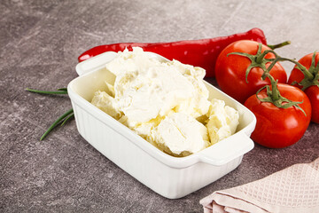 Soft Philadephia cheese in the bowl