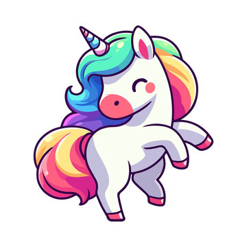 cute dancing unicorn icon character