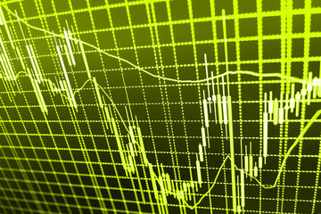 Business abstract stock exchange screen Blue background with stock chart Business abstract stock exchange screen Symbol of recession, falling prices, failure Financial background