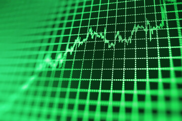 Green, blue color Green color Stock market charts Moving average graph Market or forex trading graph and candlestick chart suitable for financial investment concept Macro closeup