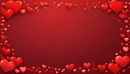 Valentine red banner background with hearts for valentine's day
