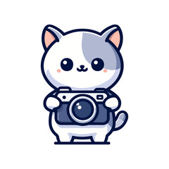 Fototapeta premium cute cat holding camera icon character