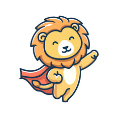 Obraz premium cute lion hero icon character
