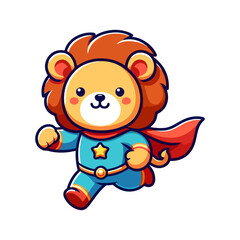cute lion hero icon character