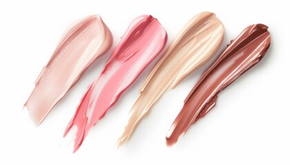 Fototapeta premium Swatch Samples of Pink, Peach, and Beige Lip Gloss