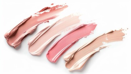 Naklejka premium Swatch Samples of Pink, Peach, and Beige Lip Gloss