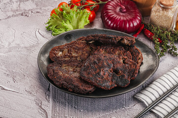 Liver pancakes in the bowl