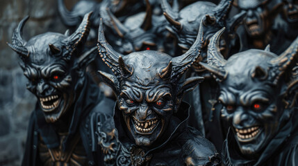 Ancient engravings of demons. Worship of evil forces