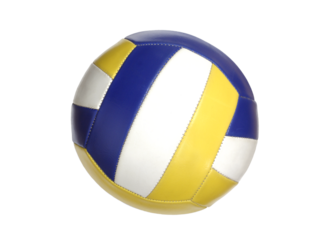 Round multicolor volleyball ball on transparent background front view