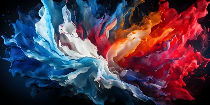 Explosion of Color French Flag on a White Background Representing France and its Culture. Concept French Flag, Culture, Color Explosion, Symbolism