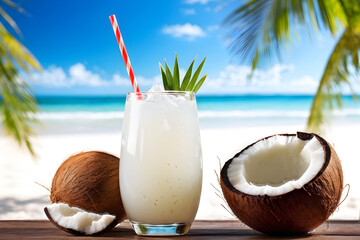 coconut cocktail on the beach