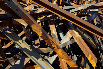 A bunch of metal beams