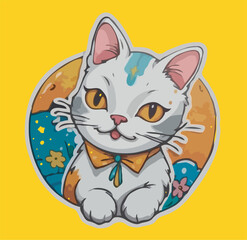 Cute cat and dog pets friends stickers set. Funny puppy, kitten domestic animals hugging, sitting together cartoon characters collection. Pets
