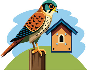 American kestrel birds vector illustration