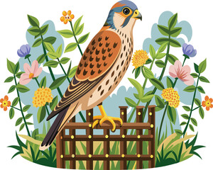 American kestrel birds vector illustration