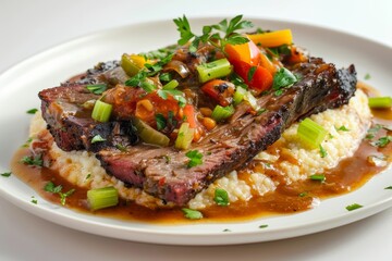 Fototapeta premium Cajun Brisket Extravaganza with Perfectly Placed Parsley