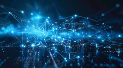 Blue futuristic networking technology vector -