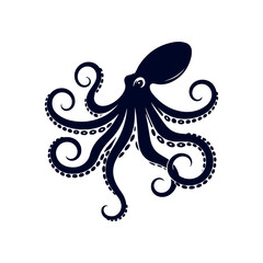 Octopus silhouette Clip art isolated vector illustration on a white background