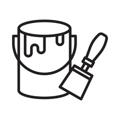 Paint bucket and paint brush icon line art vector