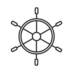 Fototapeta premium Ship wheel icon line art vector