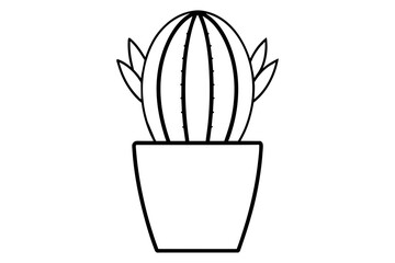 cactus line art silhouette vector illustration