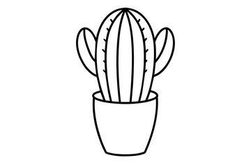 cactus line art silhouette vector illustration