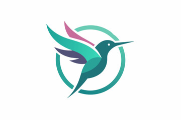 humming bird logo vector art illustration