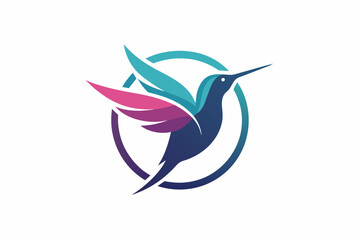 humming bird logo vector art illustration