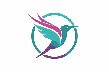 humming bird logo vector art illustration