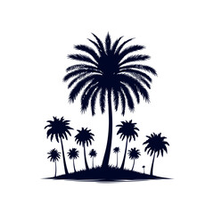 Naklejka premium Palm tree silhouettes Clip art isolated vector illustration on white background