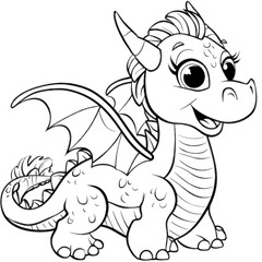 Adorable Cartoon Dragon Illustration with Wings, perfect for kids, cute, friendly, mythical design
