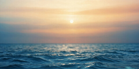 Obraz premium Sunset over the sea, Abstract blur light on sea and ocean, clear water close up colorful background. 