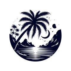 Obraz premium Palm tree silhouettes Clip art isolated vector illustration on white background