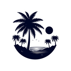 Palm tree silhouettes Clip art isolated vector illustration on white background