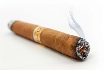 Light up cigar , white background, smoking , smoker