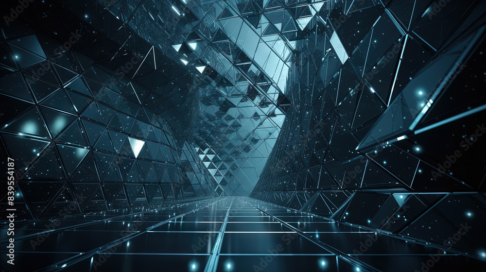 Poster Abstract background with structure of neon triangles and technology style.